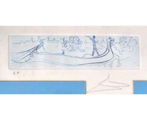 SALVADOR DALI (Spanish, 1904-1989); a signed lithograph, figure punting, signed in pencil, inscribed 'EA', 7.5 x 30cm, framed