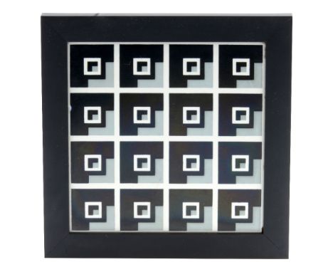 PILKINGTONS; an Op Art square tile, 15 x 15cm, framed.