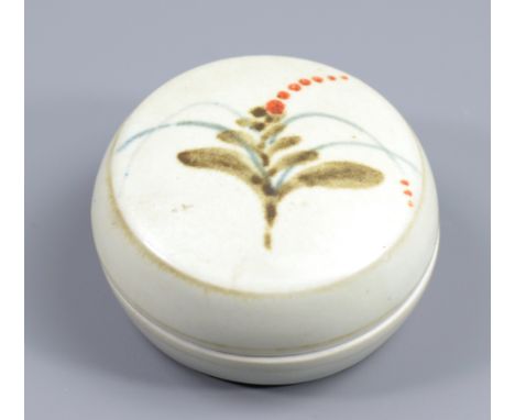 DAVID LEACH (1911-2005) for Lowerdown Pottery; a porcelain box and cover decorated with foxglove motif, impressed DL mark (gl