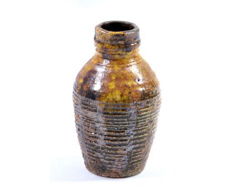 DENISE WREN (1891-1979) for Oxshott Pottery; a small salt-glazed bottle, incised DKW and pottery marks, height 11cm. (D)   CO