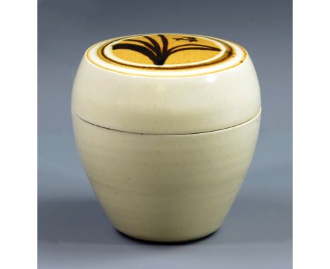 Attributed to DAVID LEACH (1911-2005) for Lowerdown Pottery; a porcelain box and cover decorated with foxglove motif, height 