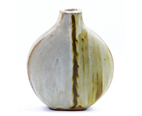 JANET LEACH (1918-1997) for Leach Pottery; a stoneware moon flask, impressed JL and pottery marks (partially glaze filled), g