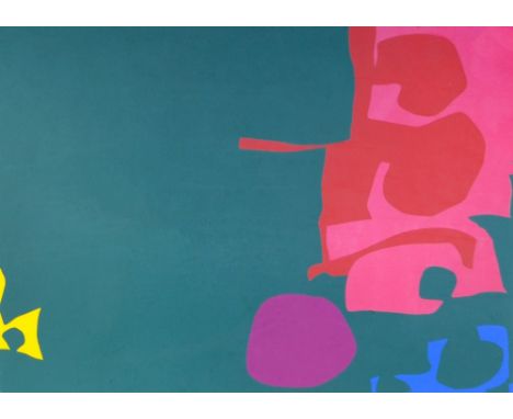 PATRICK HERON CBE (British, 1920-1999); a signed limited edition screenprint, untitled abstract study with shapes on a green 