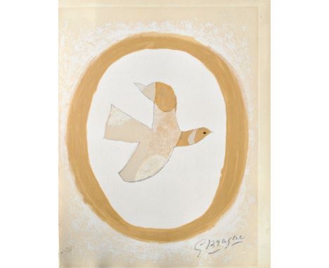 GEORGES BRAQUE (French, 1882-1963); a coloured lithograph, a dove within an oval, signed lower right, inscribed lower left 'H