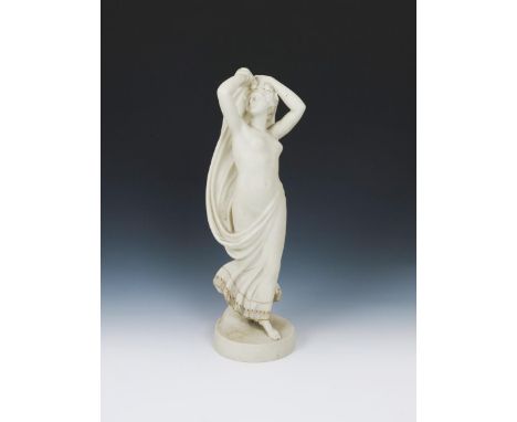 A Crystal Palace Art Union Parian figure of L'Allegro by E H Bailey R.A, with gilt highlights, printed mark, minor restoratio