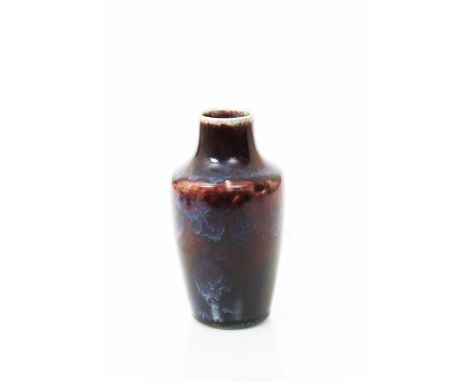 A Ruskin Pottery high-fired stoneware vase by William Howson Taylor, dated 1920, shouldered form, covered in a deep sang de b