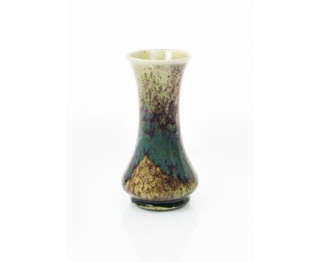 A rare early Ruskin Pottery high-fired vase by William Howson Taylor, dated 1908,  waisted cylindrical form, covered in a dee