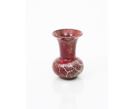 A Ruskin Pottery high-fired stoneware vase by William Howson Taylor, dated 1920,  ovoid with tall, flaring cylindrical neck, 