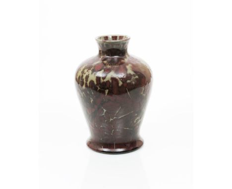 An early Ruskin Pottery stoneware vase by William Howson Taylor, dated 1905,  shouldered form  covered with a black cherry fi