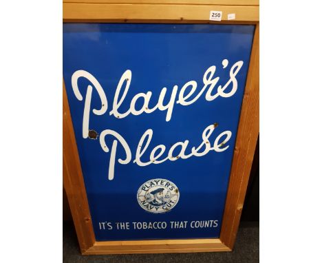 ENAMEL ADVERTISING SIGN - PLAYERS PLEASE  85 X 54CM 