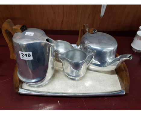 VINTAGE MID CENTURY PICQUOT WARE BREAKFAST SET WITH TRAY