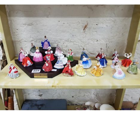 24 MINIATURE ROYAL DOULTON FIGURES WITH STAND 