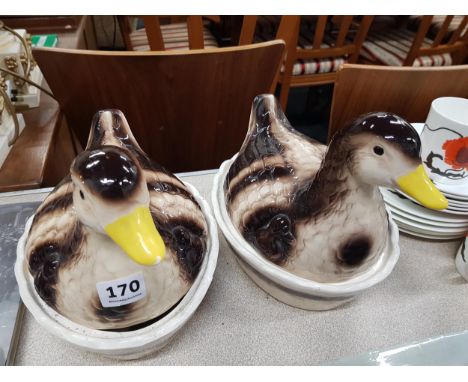 PAIR OF VINTAGE DUCK CROCK POTS