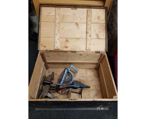2 WOODEN ANTIQUE TRUNKS TO INCLUDE TOOLS 