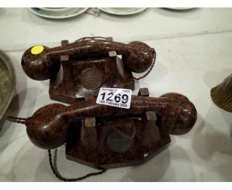 Pair of Chad Valley vintage Bakelite childrens telephones. Not available for in-house P&amp;P 