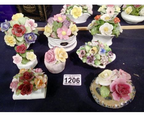 Eight ceramic floral bouquet vases to include Royal Albert and Aynsley. Not available for in-house P&amp;P 
