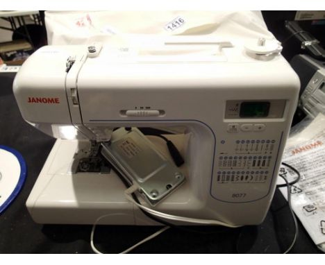 Janome typewriter, model 8077 with pedal. All electrical items in this lot have been PAT tested for safety and have passed. T