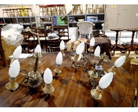 Pair of five sconce ceiling lights with a matching three scone light. Not available for in-house P&amp;P 