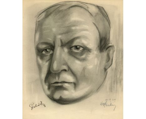 LEHAR FRANZ: (1870-1948) Austrian Composer. A good signed original pencil close-up portrait depicting the Austrian composer, 