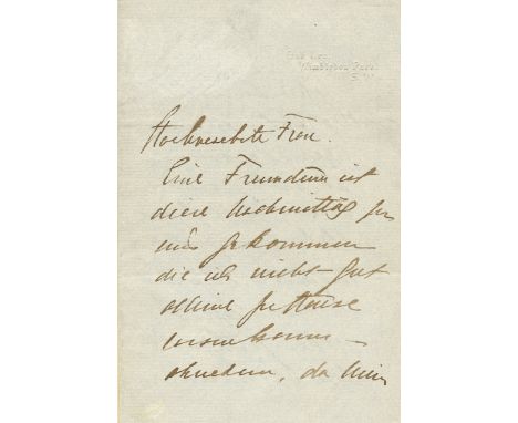 LIND JENNY: (1820-1887) Swedish Opera Singer, known as the Swedish Nightingale. A.L.S., Jenny Lind-Goldschmidt, three pages, 