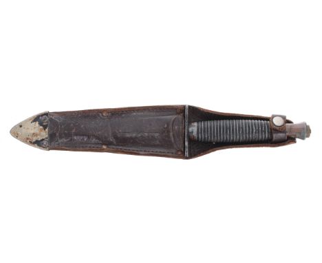 Commando knife, 11.5" overall, with a leather scabbard 