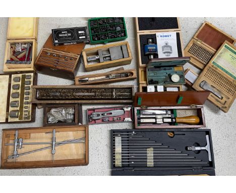 Box of precision and other cased tools; to include Hoffman Rollers, Rangefinder type MKII, etc. 