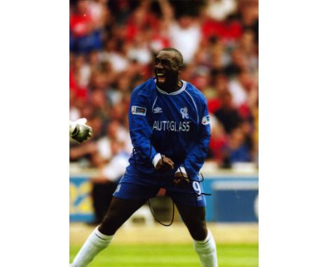 Football Jimmy Floyd Hasselbaink signed 12x8 inch colour photo pictured while playing for Chelsea. Good condition. All autogr