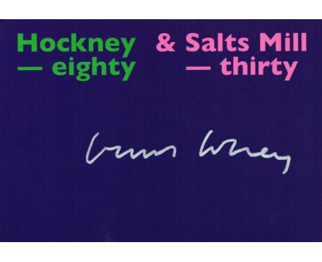 David Hockney, a signed (in silver ink) 8X6 promotional card. The card was produced in 2017 for the dual celebration of Hockn