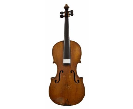 Early 20th century German violin stamped 'Excelsior, Made in Germany' below the button, 14 3/16", 36cm