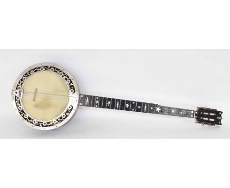 Late 19th century Arthur J. Wilmshurst Patent five string banjo, with 8" skin and 26" scale, soft case