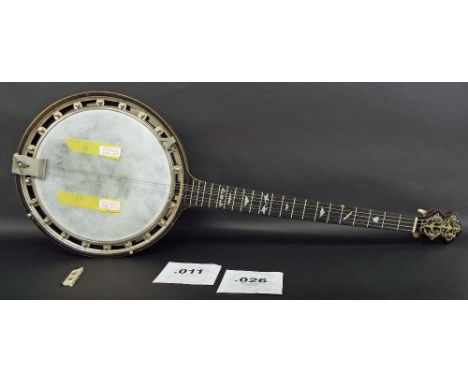 Five string closed back banjo stamped ...Edwards..., to the side of the neck heel, with 27" scale and 10" skin