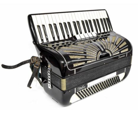 Italia Soprani piano accordion, black finish, case