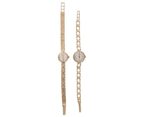 Two lady's 9ct gold Bentina Star wristwatchesfirst silvered dial with with Arbaic numerals and minute markers, 17 jewel manua