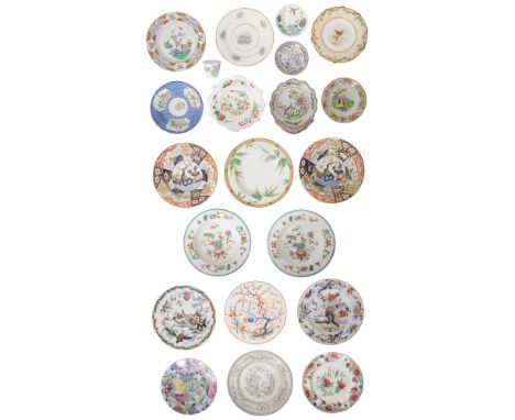 A group of 19th century ceramic tablewareto include: a Wedgwood blue ground Oriental style plate, cracked, pair of Chinese st