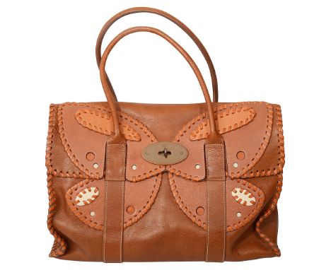 A Mulberry leather Bayswater Butterfly handbagwith copper 'postman' fastener and the interior with a zip and a slip pocket, h