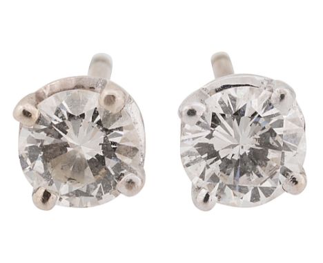 A pair of diamond ear studseach estimated to spread 0.45-0.50cts (culet inaccessible), claw set combined weight 1.2gCondition