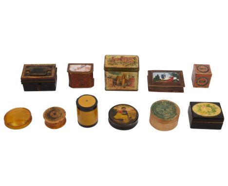 An early 19th century French card vanity box c.1830 and other boxesfirst rectangular, the hinged lid mounted with a reverse g