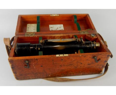 A First World War period E.R. Watts & Son gun sight, with ebonised brass casing, numbered 0212 and 352, on adjustable base, w