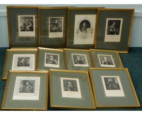 A collection of lithographs and prints, each relating to protagonists of the English Civil War, to include Charles I, Oliver 
