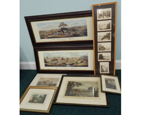 A pair of modern fox hunting prints, and other prints