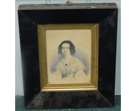 F.A. Oldmeadow.  Portrait of a lady, watercolour, signed lower right, 15cm x 12cm, in ebonised frame