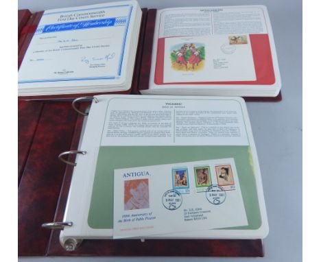 Three albums containing the Sumner Collection, British Commonwealth first day covers.