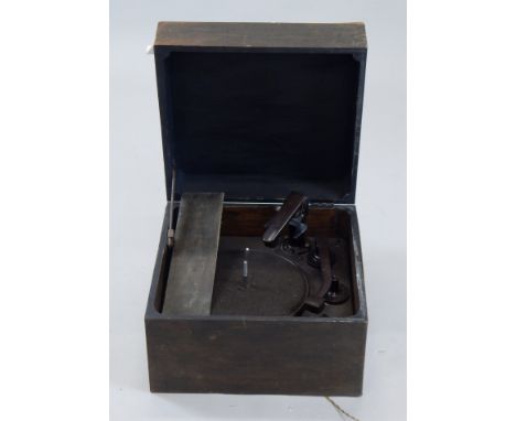 A mid 20thC beech cased record player, with velvet lined turntable, 40cm wide (AF)
