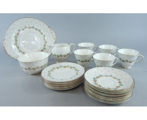 A Royal Doulton part tea service, decorated with band of leaves etc.