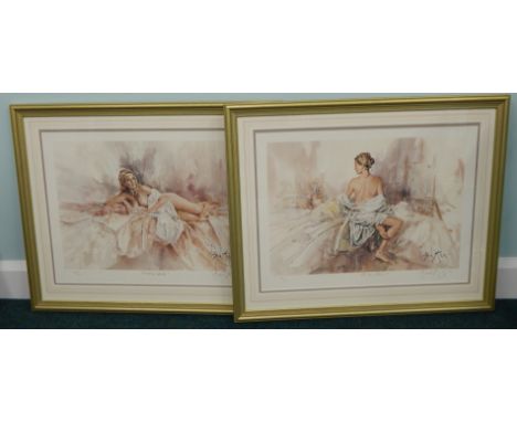 After Gordon King.  Studio Look and Studio Pose, artist signed limited edition prints, 41cm x 53cm