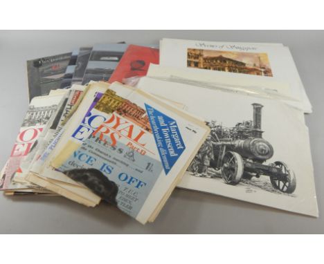 A quantity of ephemera, to include Jaguar calendars, newspapers, prints of railway locomotives.