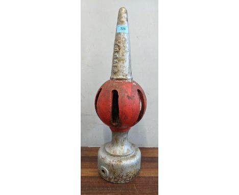 A cast iron G.W.R signal finial of pierced and bulbous design, painted in red and greyLocation: ROSIf there is no condition r
