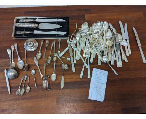 Silver plated cutlery and flatware to include a twelve-place setting, a Rolex teaspoon and others Location: 2.4If there is no