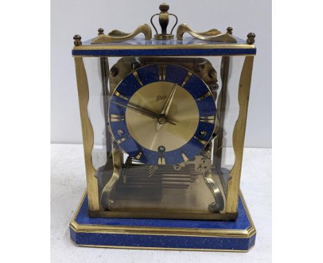 A mid 20th century Schatz and Sohne 8 day mantle clock having a lapis Lazuli style cse and striking on eight rods, 24hx20wLoc
