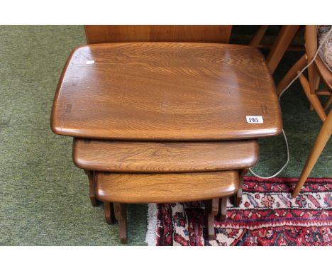 Nest of 3 Ercol coffee tables of Mid tone 